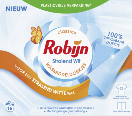 Robijn Wasmiddel doekjes White 16 stuks